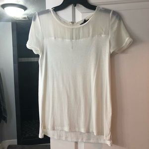 H&M white t shirt with back zipper and mesh top